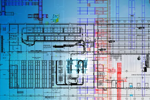 Technischer Detailplan eines Lager- und Logistikgebäudes
