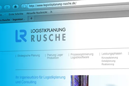Webseite von Logistikplanung Rusche auf einem Bildschirm